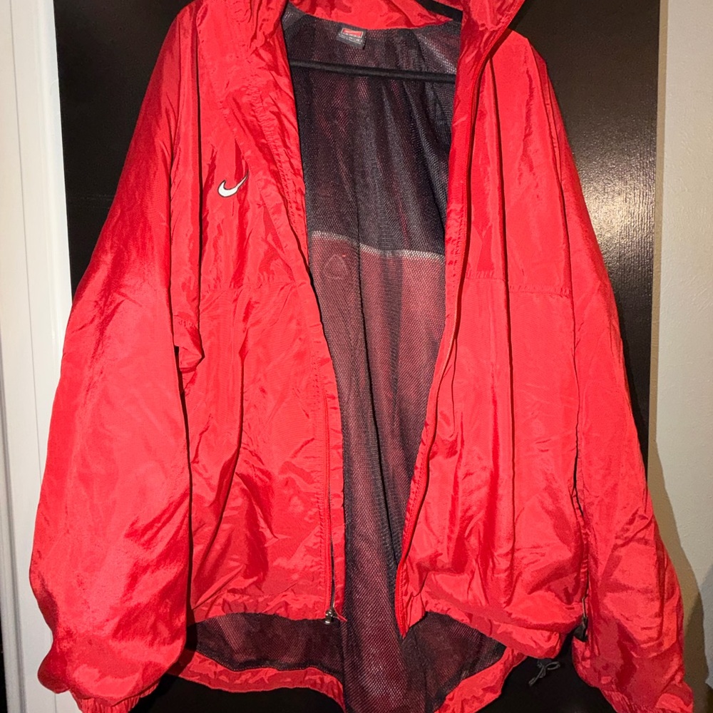 Nike Red Oversized Windbreaker Jacket